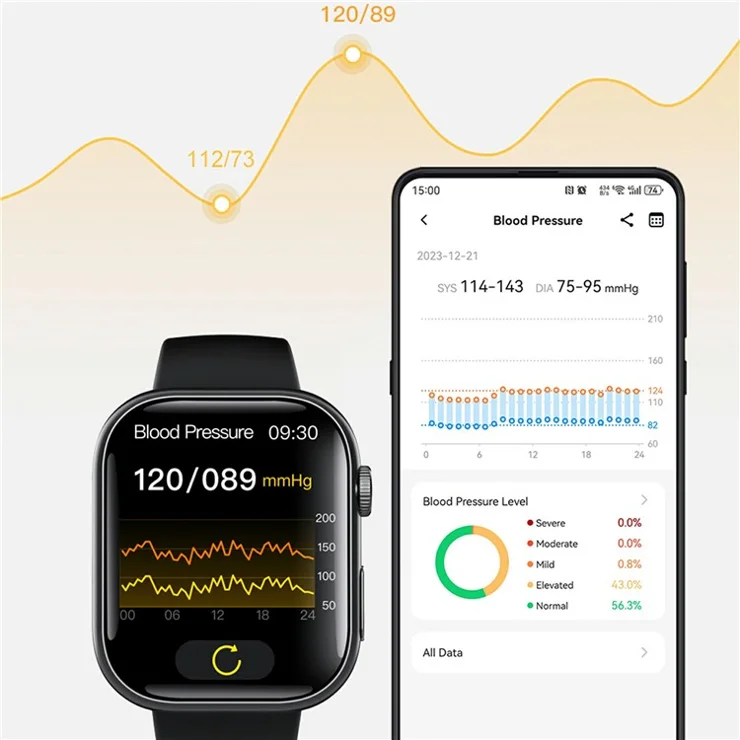 F100 Smart Watch Health Monitor IP67 Waterproof Fitness Tracker Sports Smartwatch - Black / Three Bead