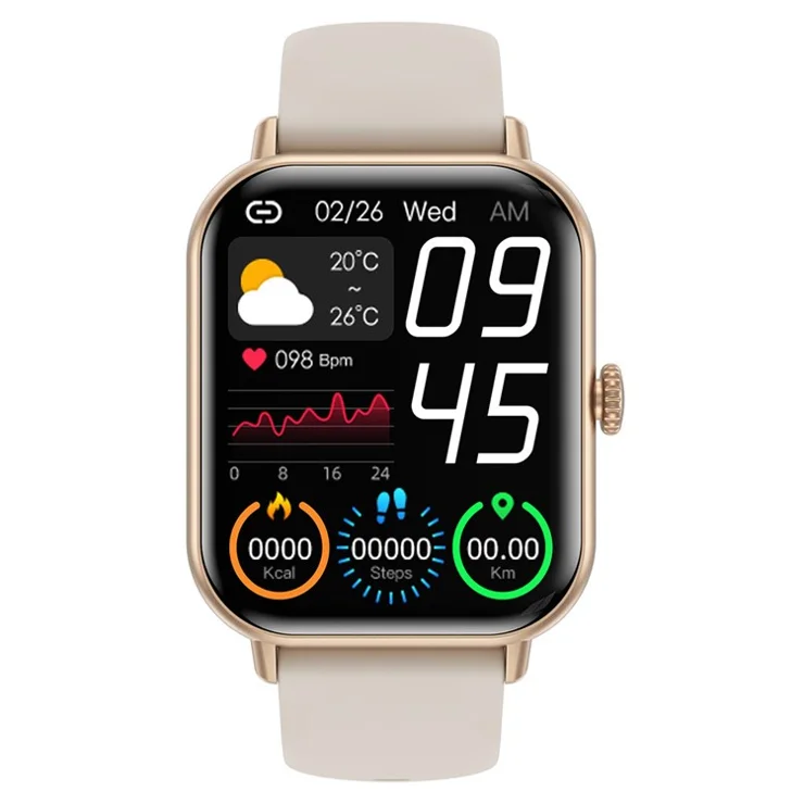 ZW62 2.01 Inch Bluetooth-compatible Calling Smart Watch Heart Rate Tracking IP67 Waterproof Sports Watch - Gold