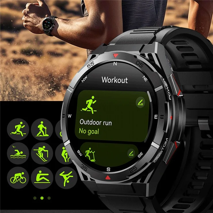 X2B Multifunction GPS Smart Watch 3 ATM Waterproof Compass Altitude Barometer Fitness Tracker - Grey