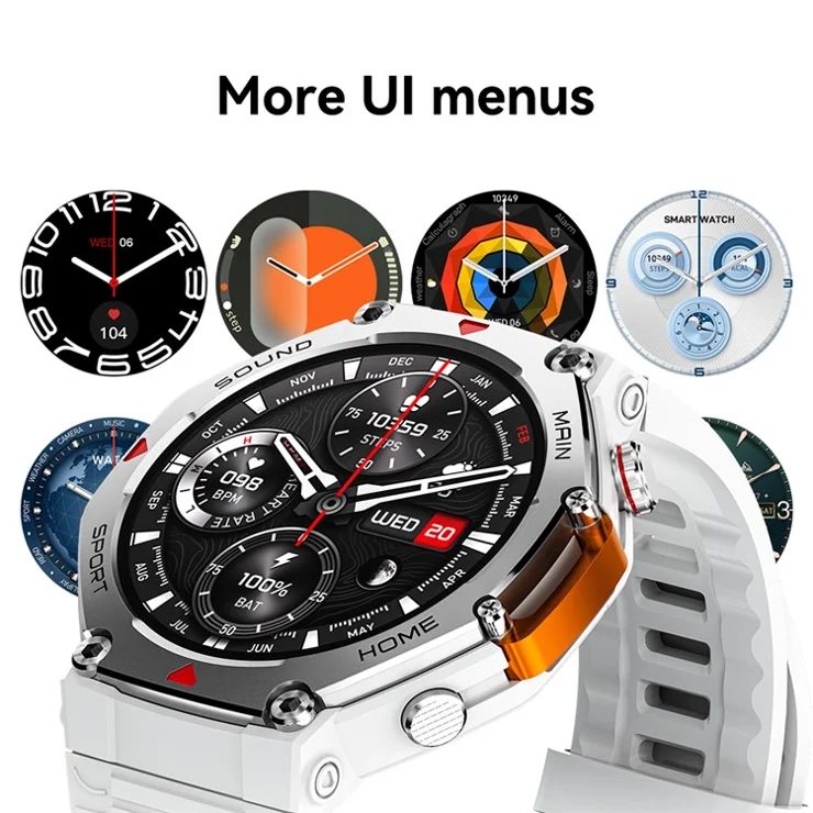 Bulk Purchasing M-Rex4 1.45 Inch Smart Watch 5 ATM Waterproof Health Monitor Fitness Tracker with Compass - Silver+Grey