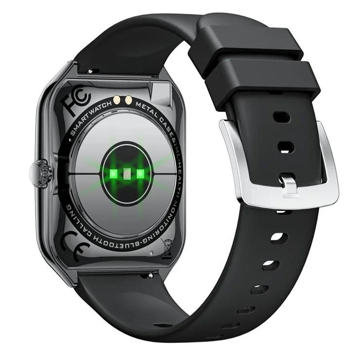 MT61 Ultra Thin Smart Watch 1.96 Inch AMOLED Curved Screen Bluetooth-Compatible Calling Health Monitor, Silicone Strap - Black