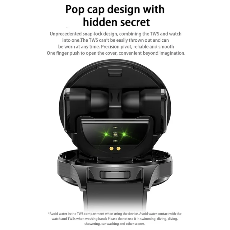 T98 2 In 1 Smart Watch with TWS Earbuds 1.43 Inch AMOLED Screen Bluetooth-compatible Calling Wristwatch - Silver