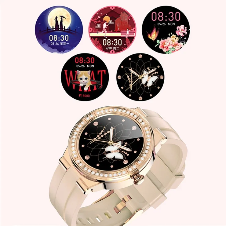 BW0323 Women Menstrual Period Reminder Multifunction Heart Rate Monitor 1.28-inch Sports Bluetooth-compatible Smartwatch - White