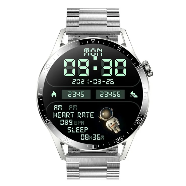 H40 1.28 inch Screen Smart Bracelet Support HD Bluetooth-compatible Calling Health Watch with Heart Rate, Blood Pressure, Blood Oxygen Monitoring - Silver Steel
