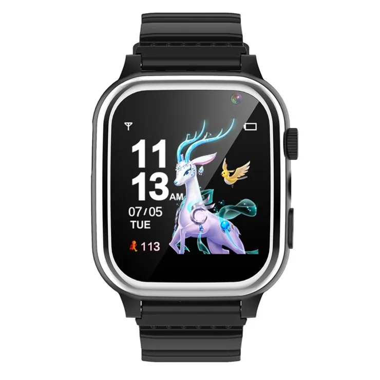 D02T 1.44 inch HD Touch Screen Smart Watch with 26 Mini Games Silicone Strap Electric Bracelet for Kids - Black