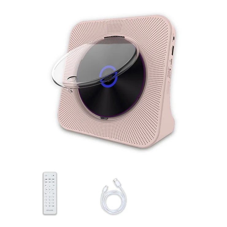 KECAG KC-806C Home CD Player Repeat Function Bluetooth-compatible Player with LED Display Support CD, CDR, CD-RW, MP3-CD, WMA-CD (Not Support TV) - Pink / US Plug