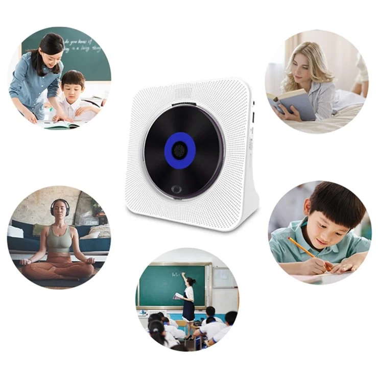 KECAG KC-806C Home CD Player Repeat Function Bluetooth-compatible Player with LED Display Support CD, CDR, CD-RW, MP3-CD, WMA-CD (Not Support TV) - White / UK Plug