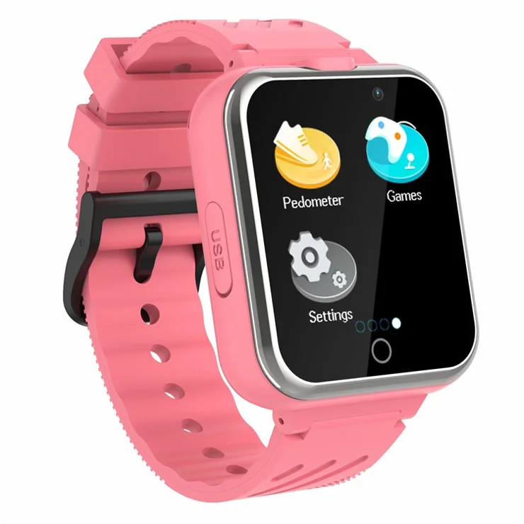 X32 1.54-inch IPS Touch Screen Multi-function Kids Smart Watch Photo Album Video Player Pedometer Alarm Clock Built-in 24 Games - Pink
