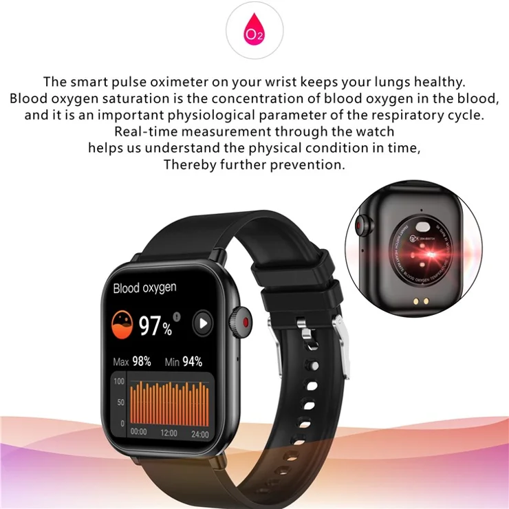 M2 1.96 inch HD Screen Smart Watch Bluetooth-compatible Call Sports Bracelet with Temperature Heart Rate Monitoring - Blue