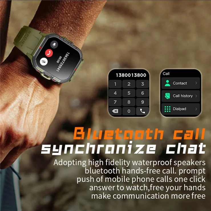 T21 1.96 inch Large Screen Smart Band Outdoor Bluetooth-compatible Call Sports Watch with Heart Rate, Blood Pressure, Blood Oxygen Monitoring - Green