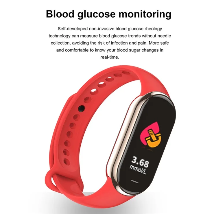M8 1.14'' Smart Watch Fitness Activity Monitor Watch Heart Rate, Blood Pressure, Blood Sugar, Sleep Tracking - Blue