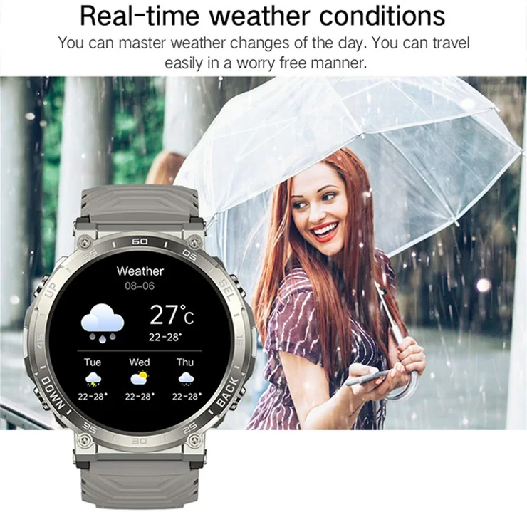 S56 1.52-inch Round Smart Watch Waterproof Bluetooth-compatible Calling Health Monitoring Sports Smart Bracelet - Grey