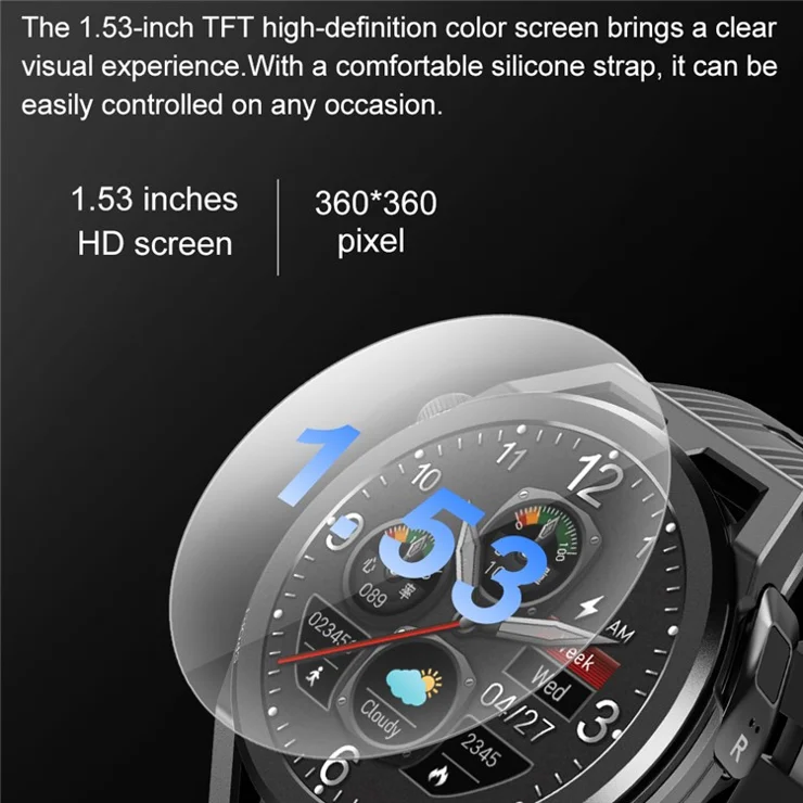 N18 2-in-1 Headset Smart Watch with Earbuds 1.53'' Screen Heart Rate Blood Pressure Fitness Tracker 4GB FLASH Memory - Black