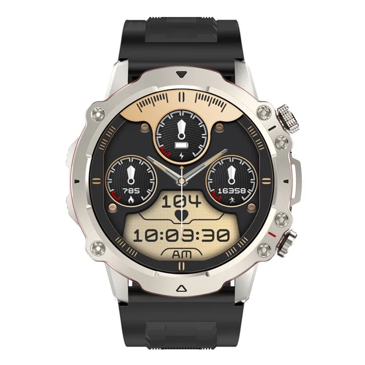 FW09E 1.43-inch AMOLED Bluetooth-compatible Call Smart Watch IP68 Water Resistant Fitness Watch with Health Monitoring - Black / Silver