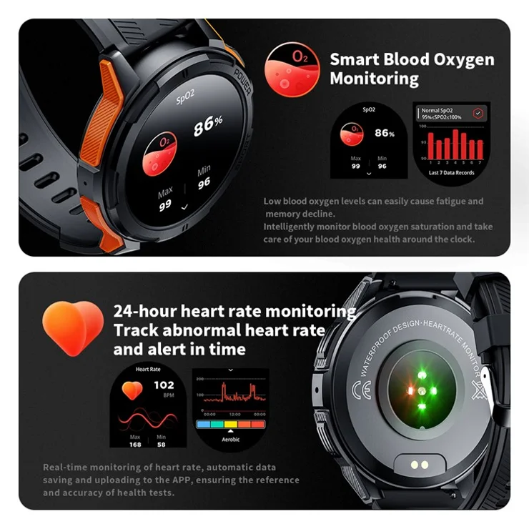 C25 1.43-inch AMOLED Screen Bluetooth-compatible Calling Smart Watch Heart Rate Sleep Monitoring Sports Watch - Orange