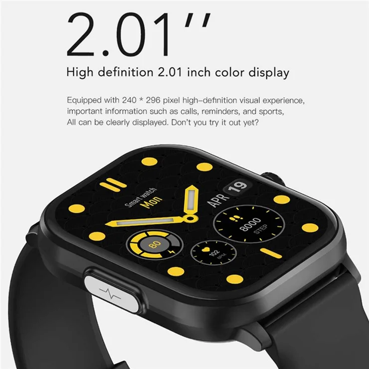 E00 2.01" Smart Watch Activity Tracker with Heart Rate Sleep Monitor for Health Fitness - Grey