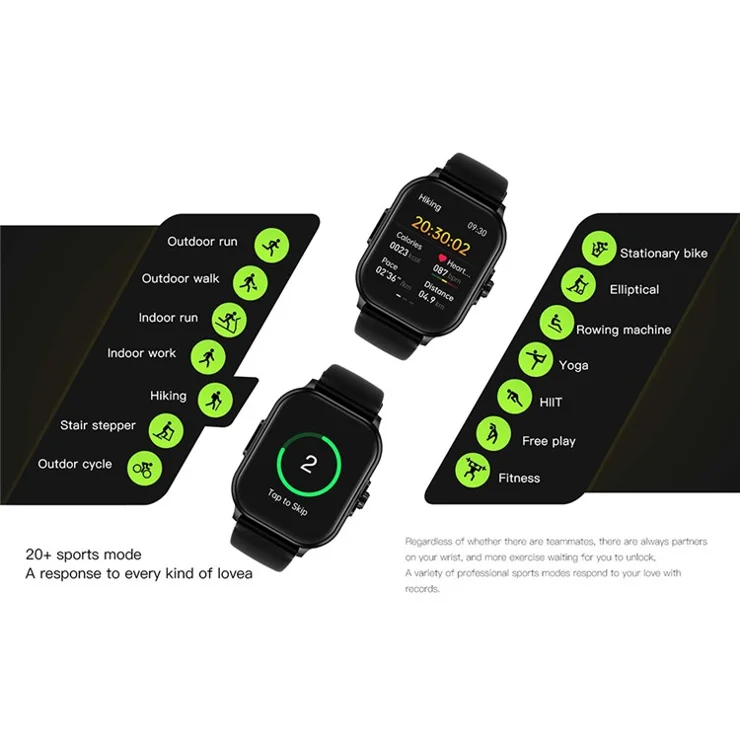 E00 2.01" Smart Watch Activity Tracker with Heart Rate Sleep Monitor for Health Fitness - Grey / Gold