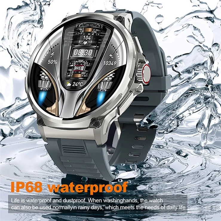 V69 1.85-inch HD Screen Smart Watch IP68 Waterproof Multi-Sports Fitness Watch with Heart Rate Monitoring - Silver