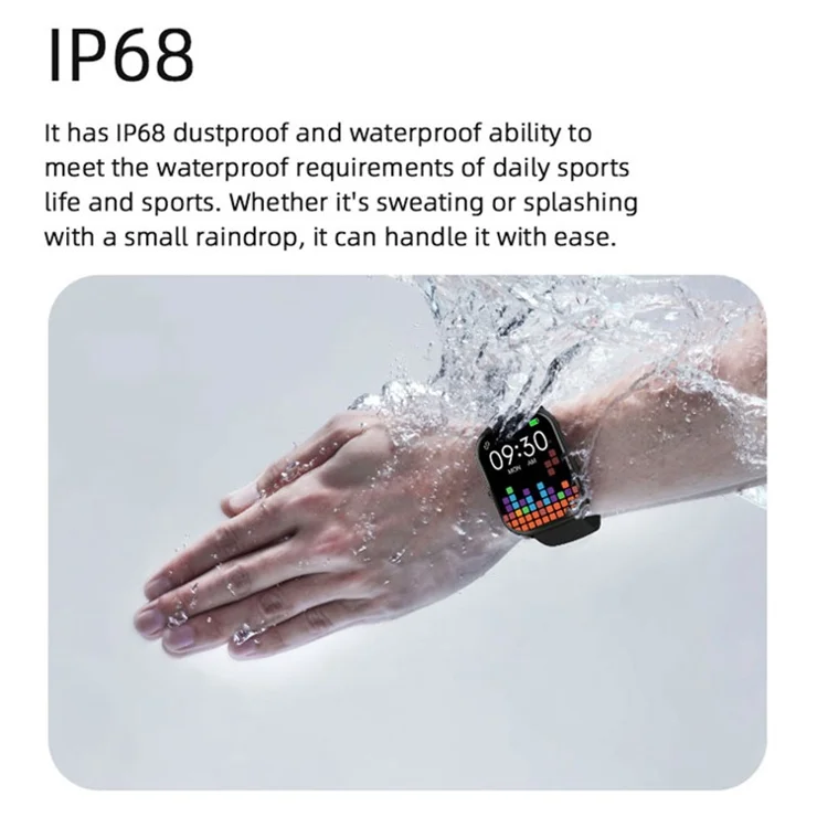 ZL99J 2.01" Square HD Touch Screen Sports Wristband Heart Rate Monitor Bluetooth-compatible Call Smart Watch - Dark Grey