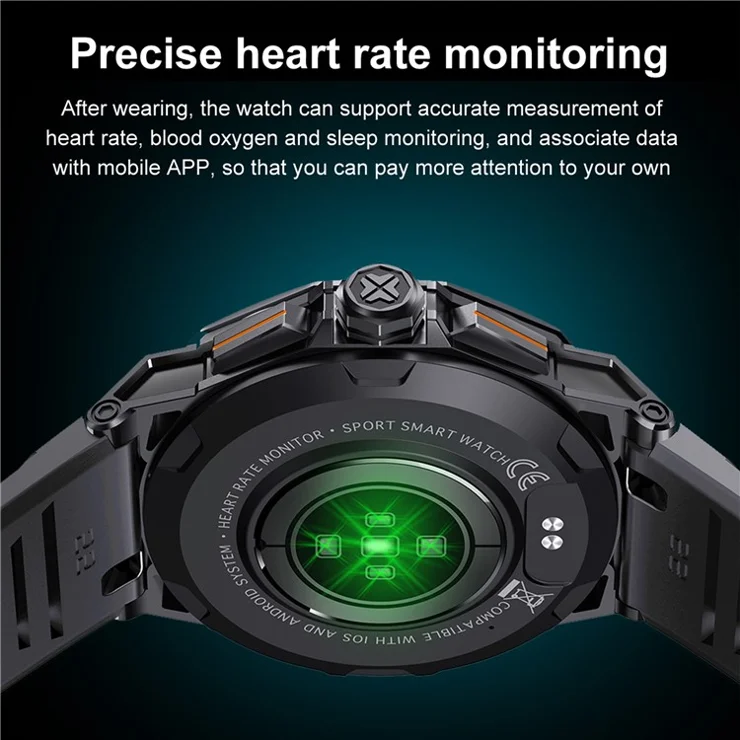 K62 1.43-inch AMOLED Screen Bluetooth-compatible Call Smart Watch with Multi Sports Modes - Black