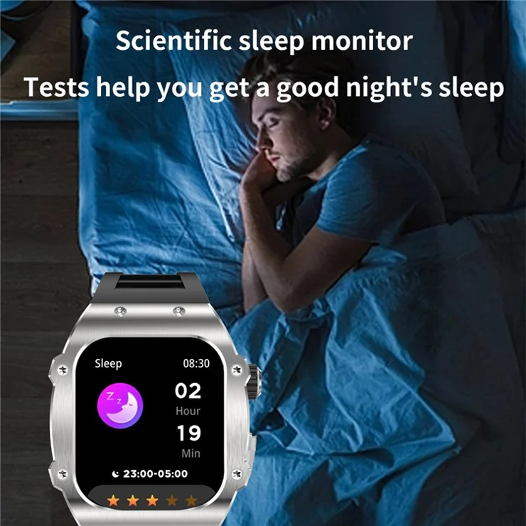 AK55 Men's Watch Heart Rate Monitor Waterproof Smart Sports Band Bracelet - Black