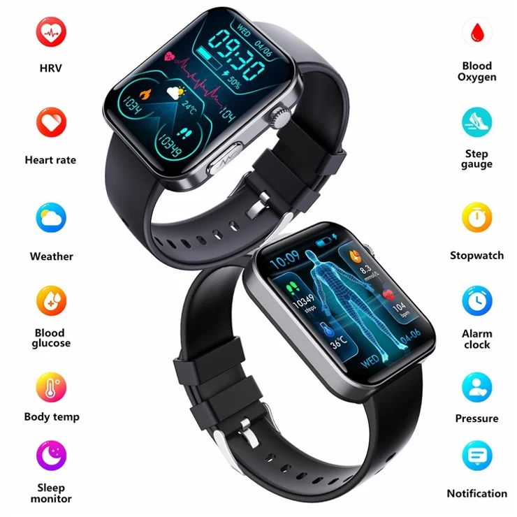 F300 2.10 inch HD Screen Smart Watch Bluetooth-compatible Call Heart Rate Monitor Sport Watch - Black+Grey