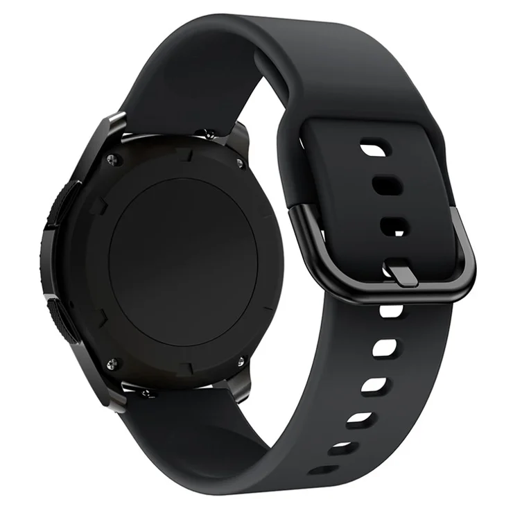 22mm Silicone Watch Strap Adjustable Wrist Band Replacement for Samsung Galaxy Watch 46mm - Black