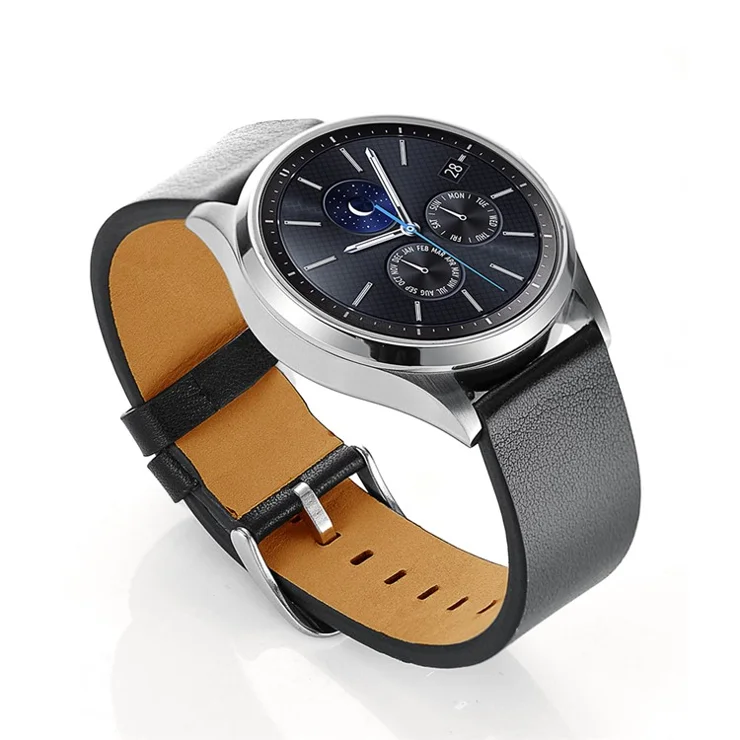 22mm Genuine Leather Smart Watch Band for Samsung Gear S3 Classic/Frontier - Black