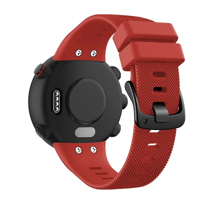 Silicone Watch Band Strap Black Buckle for Garmin Forerunner 45 - Red