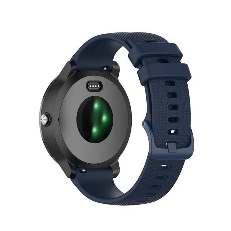 20mm Silicone Watchband Strap for Samsung Galaxy Watch 5 / Watch 5 Pro / Watch4 Classic 46mm 42mm / Galaxy Watch4 44mm 40mm / Garmin Vivoaction 3 / Vivoaction 3 Music / Venu, Grid Texture Smart Watch Band Replacement - Navy Blue