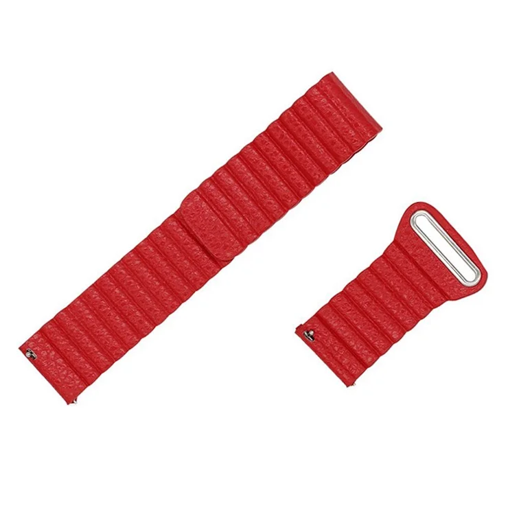 20mm Magnetic Closure Leather+Silicone Smart Watch Strap Replacement for Huawei Watch GT2 42mm - Red
