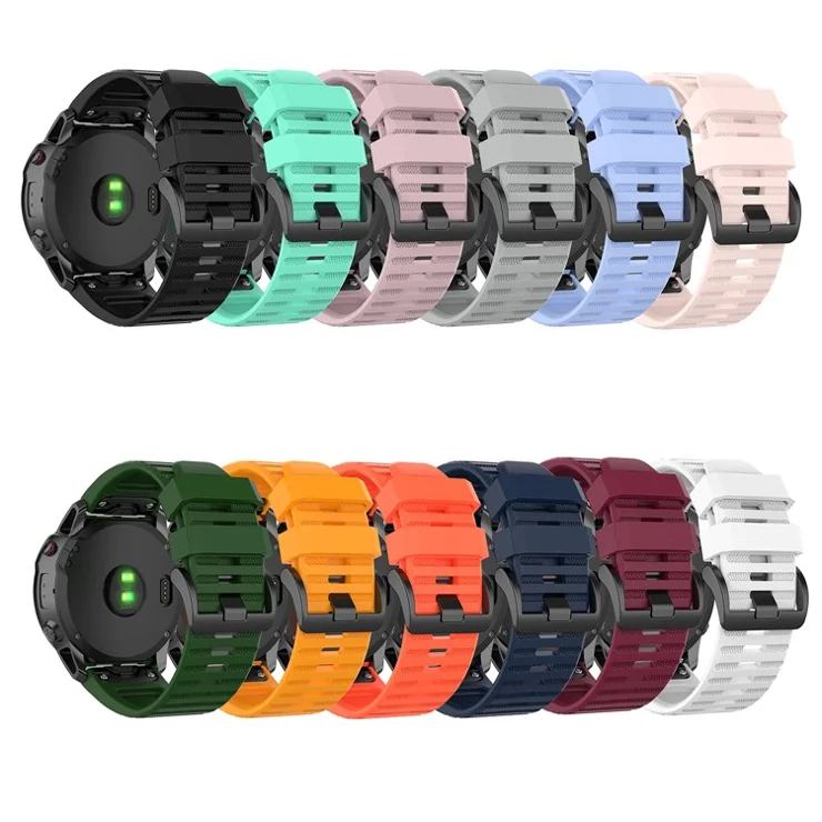 Rubber Smart Watch Band Replacement Strap [26mm Width] for Garmin Fenix 7X/Fenix 6x/5x - Black