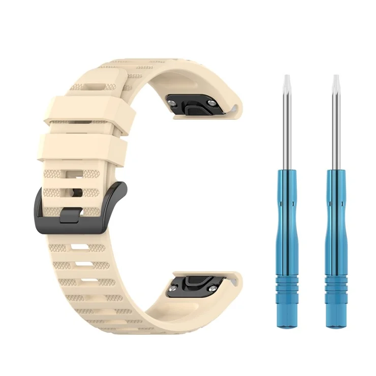 Rubber Smart Watch Replacement Band [22mm Width] for Garmin Fenix 6/5 - Beige
