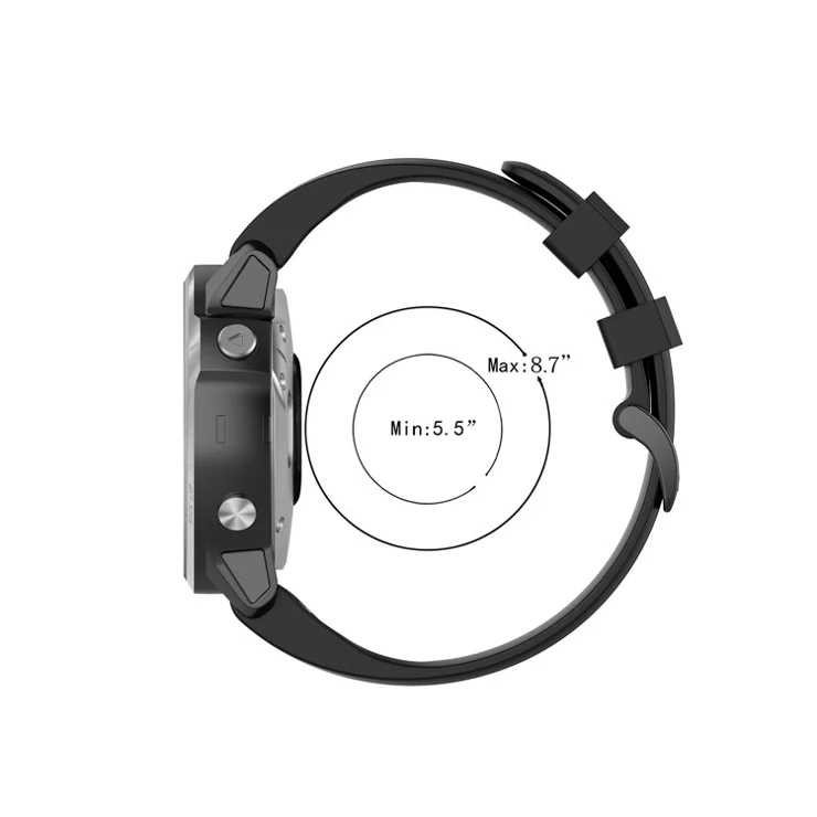 Rubber Smart Watch Replacement Band [20mm Width] for Garmin Fenix 7S/Fenix 6S/5S - Black