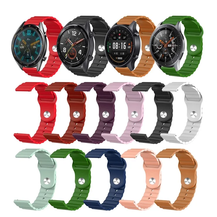 22mm Reverse Buckle Silicone Watchband for Samsung Gear S3/Galaxy Watch 46mm/Huawei GT2 46mm/Huami Amazfit 1/2 - Black