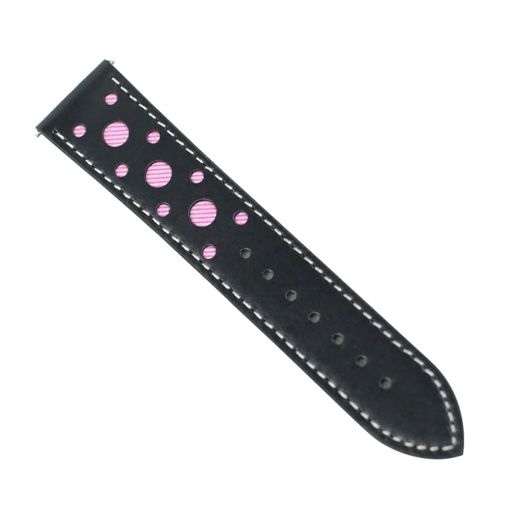 22mm Holes Decor Leather Smart Watch Band Strap Replacement for Huawei Watch GT 2e /GT2 46mm - Pink