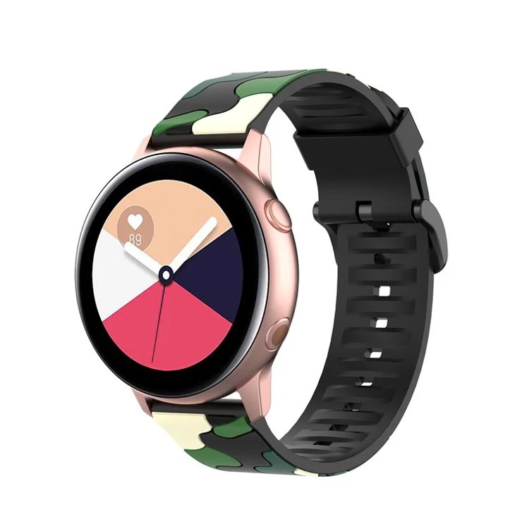 20mm Camouflage Silicone Watch Band for Samsung Galaxy Active 2/Active R500/Watch 42mm/Gear S2 Classic - Light Green