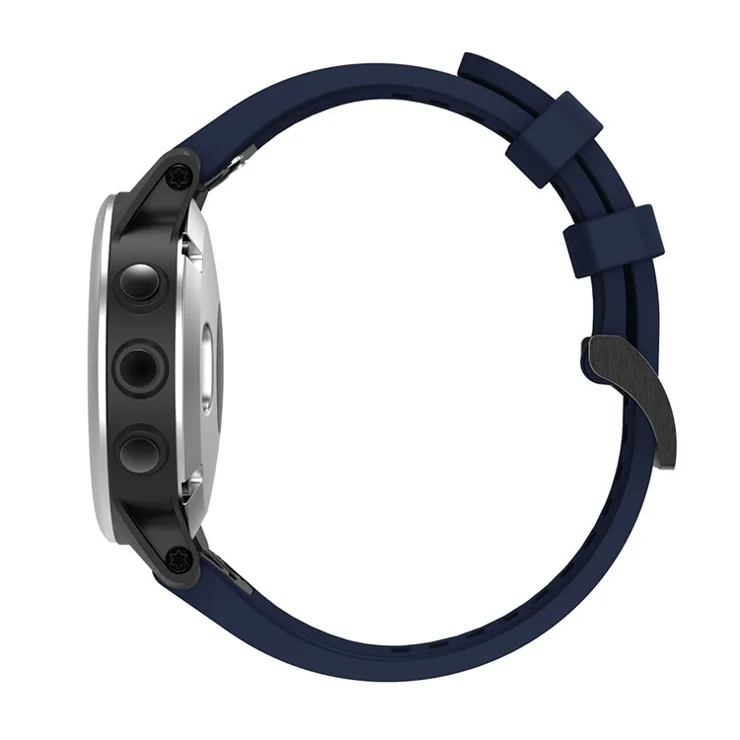 With Black Triangle Buckle Silicone Watch Strap for Garmin Fenix 5S - Navy Blue