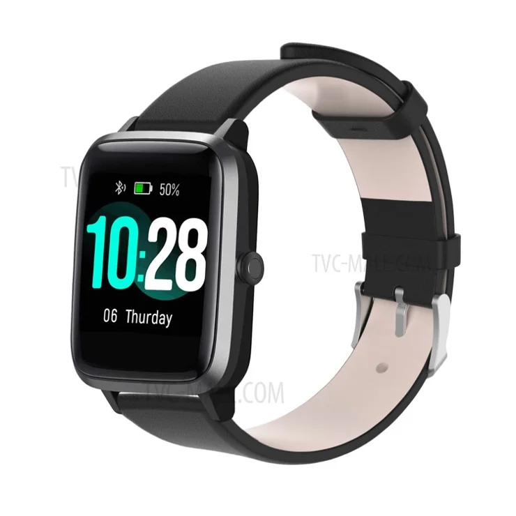 19mm PU Leather Smart Watch Band for Xiaomi Haylou Solar LS01 - Black