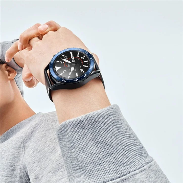 Anti Scratch Metal Smartwatch Dial Bezel Ring [A Type] for Samsung Galaxy Watch3 45mm - Blue