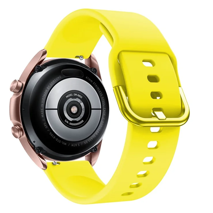 Silicone Smart Watch Band Adjustable Wrist Strap with Metal Buckle for Samsung Galaxy Watch3 41mm - Yellow