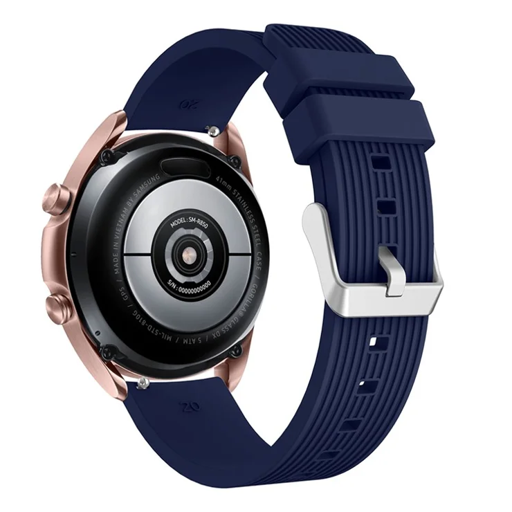 Pinstriped Silicone Smart Watch Band for Samsung Galaxy Watch3 41mm - Midnight Blue
