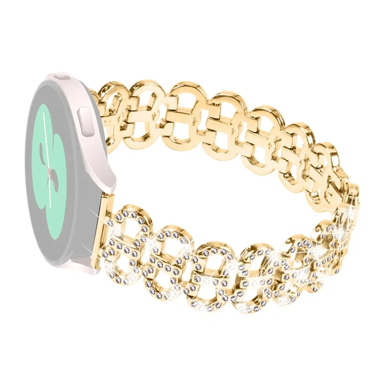 For TicWatch 2 / E / C2 (Black or Silver Dial) Rhinestone Gourd Design Watch Band Stylish Alloy Strap - Gold