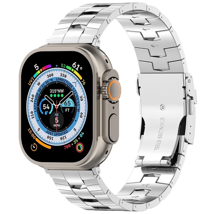 For Apple Watch 10 46mm / Ultra 2 / Ultra 49mm / 9 8 7 45mm / SE (2023) SE (2022) SE 6 5 4 44mm / 3 2 1 42mm Titanium Alloy Strap - Silver