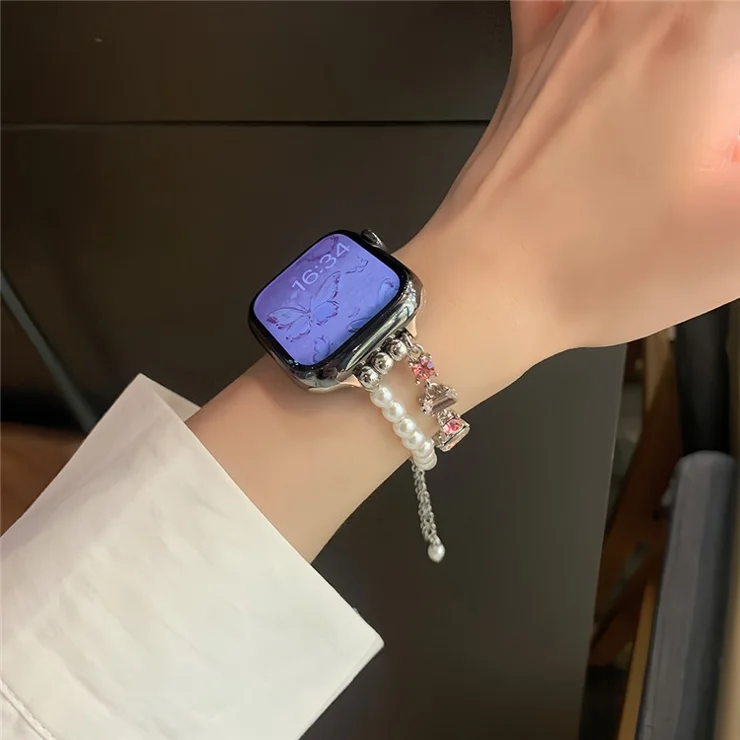 For Apple Watch 10 46mm / Ultra 2 / Ultra 49mm / 9 8 7 45mm / SE (2023) SE (2022) SE 6 5 4 44mm / 3 2 1 42mm Sliding Bracelet Strap - Pink