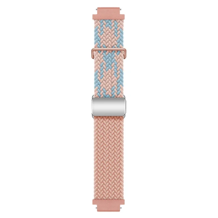 For Huawei Watch GT 4 41mm Universal 18mm Watch Strap Woven Wrist Band with Silver Magnetic Buckle - Blue+Pink+Pink