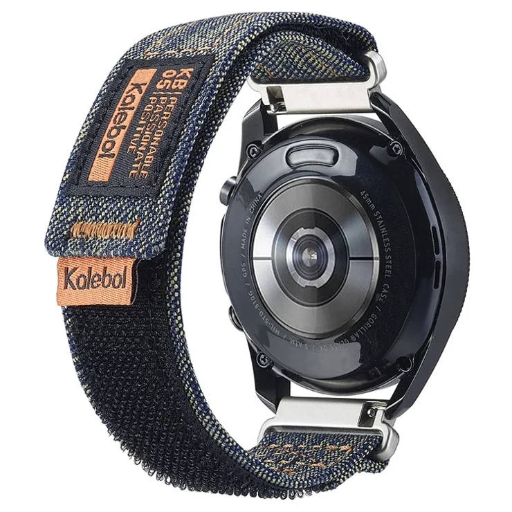 KALEBOL For Huawei Watch GT 3 42mm / GT 3 Pro 43mm Universal 20mm Replacement Smartwatch Strap Magic Tape Design Denim Wrist Band - Black
