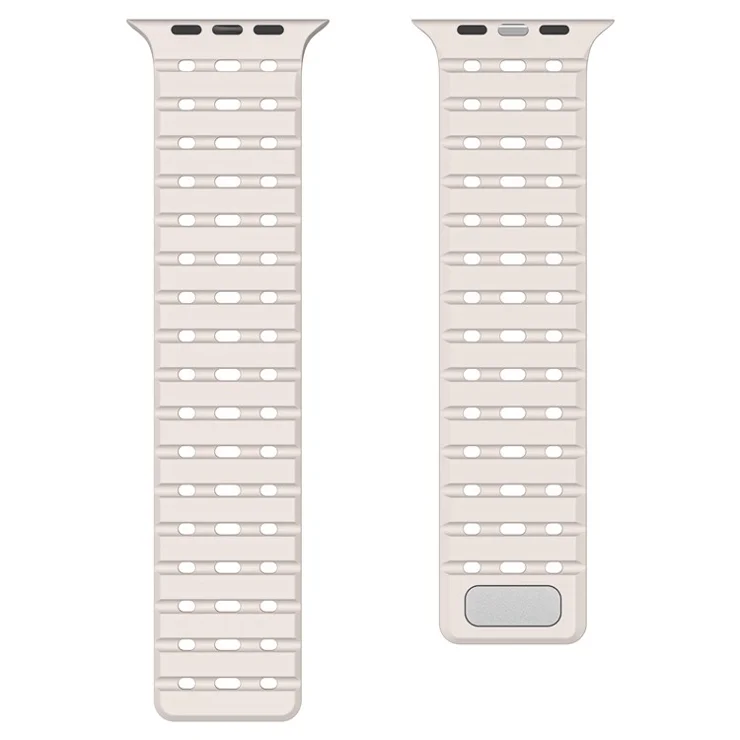 For Apple Watch 10 46mm / Ultra 2 / Ultra 49mm / 9 8 7 45mm / SE (2023) SE (2022) SE 6 5 4 44mm / 3 2 1 42mm Breathable Silicone Strap - Starlight