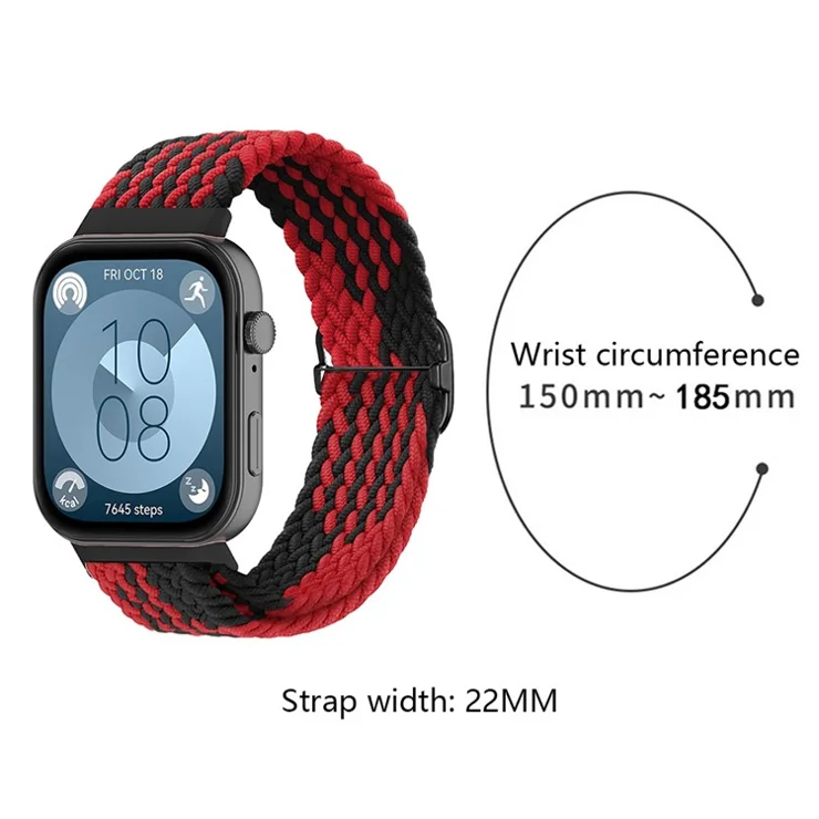 For Huawei Watch Fit 3 Adjustable Nylon Braided Watch Band Woven Style Wrist Strap - Style H