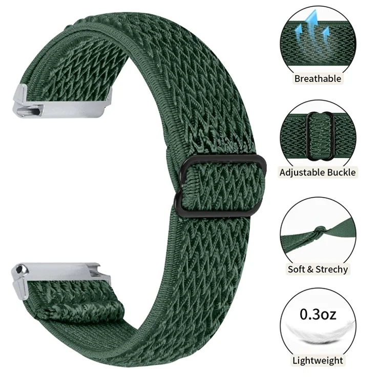 For Garmin Vivomove 3 / GarminMove 3 20mm Elastic Watch Strap Replacement Watchband - Army Green